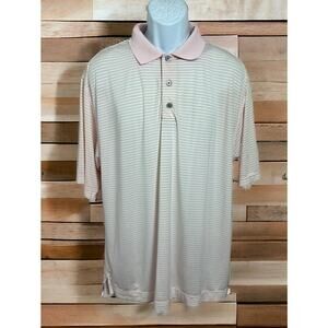 Footjoy Polo Shirt Sz M Pink Striped Prodry Lisle Golf Performance Short Sleeve